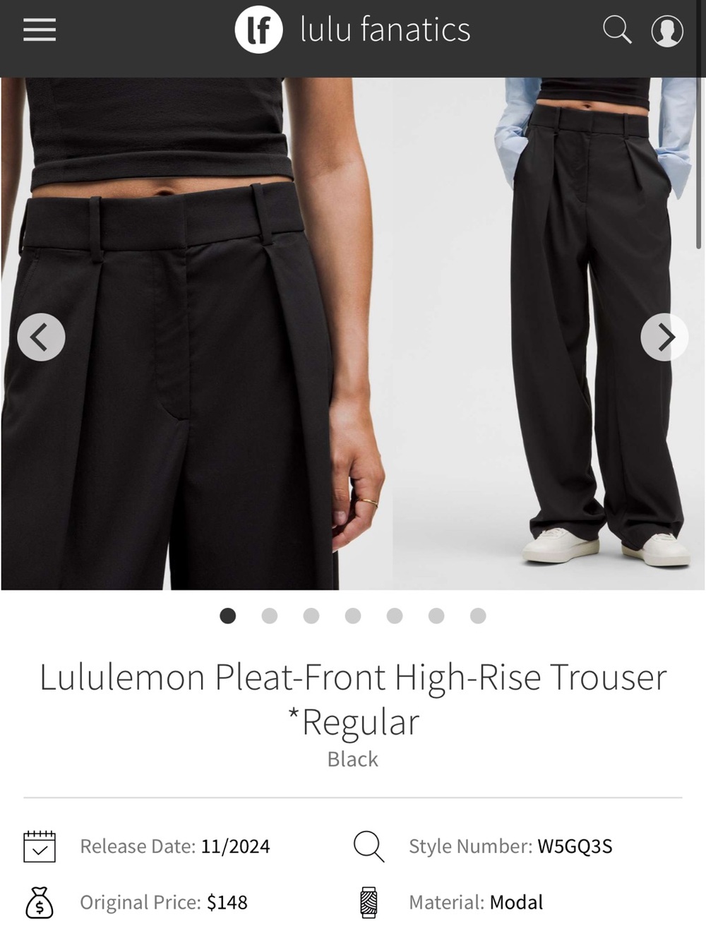 149-$75 *FREE SHIP* Lululemon Pleat-Front High-Rise Trouser Black size 0 - Picture 2 of 7
